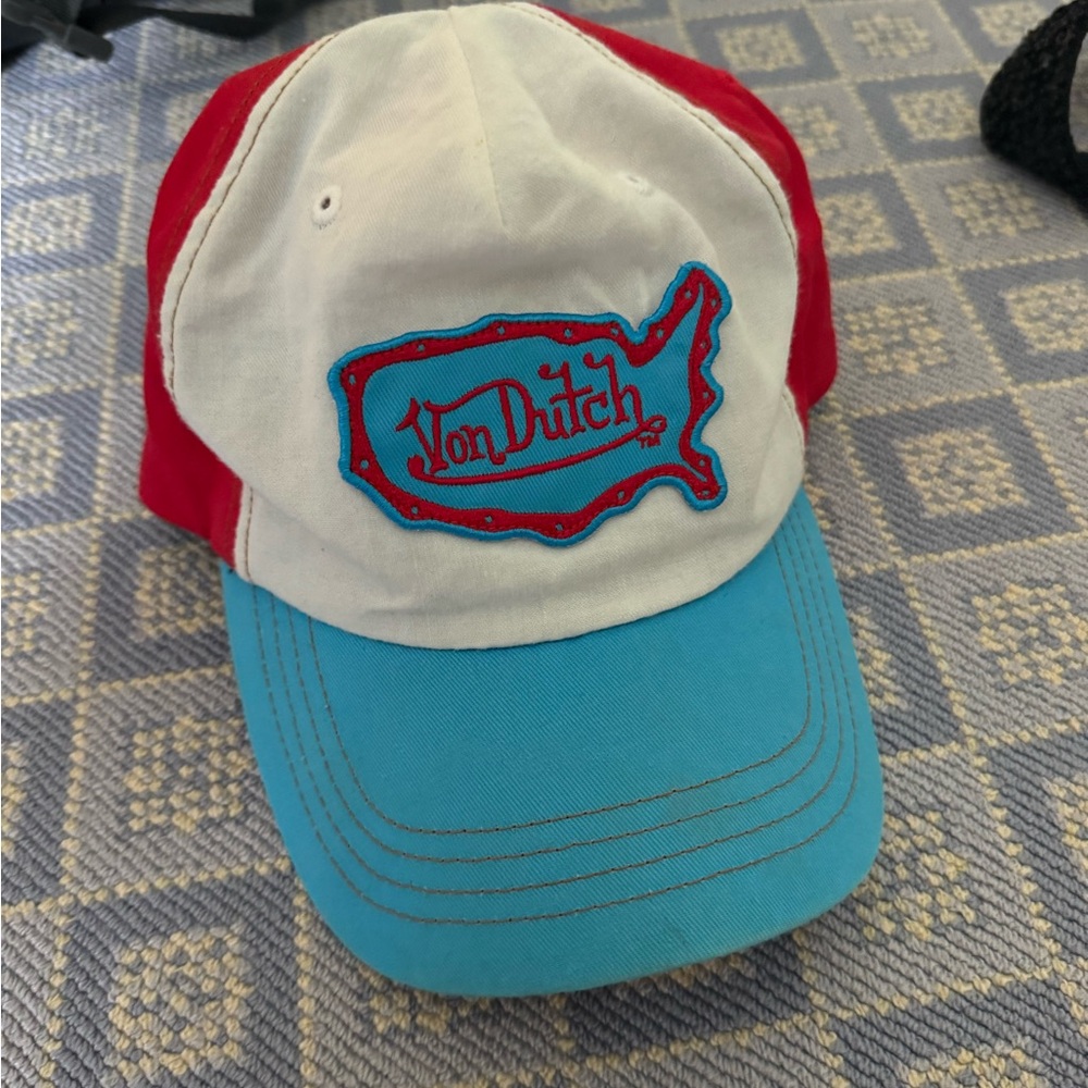 Von Dutch trucker hat red white blue turquoise unisex kids or adult one size